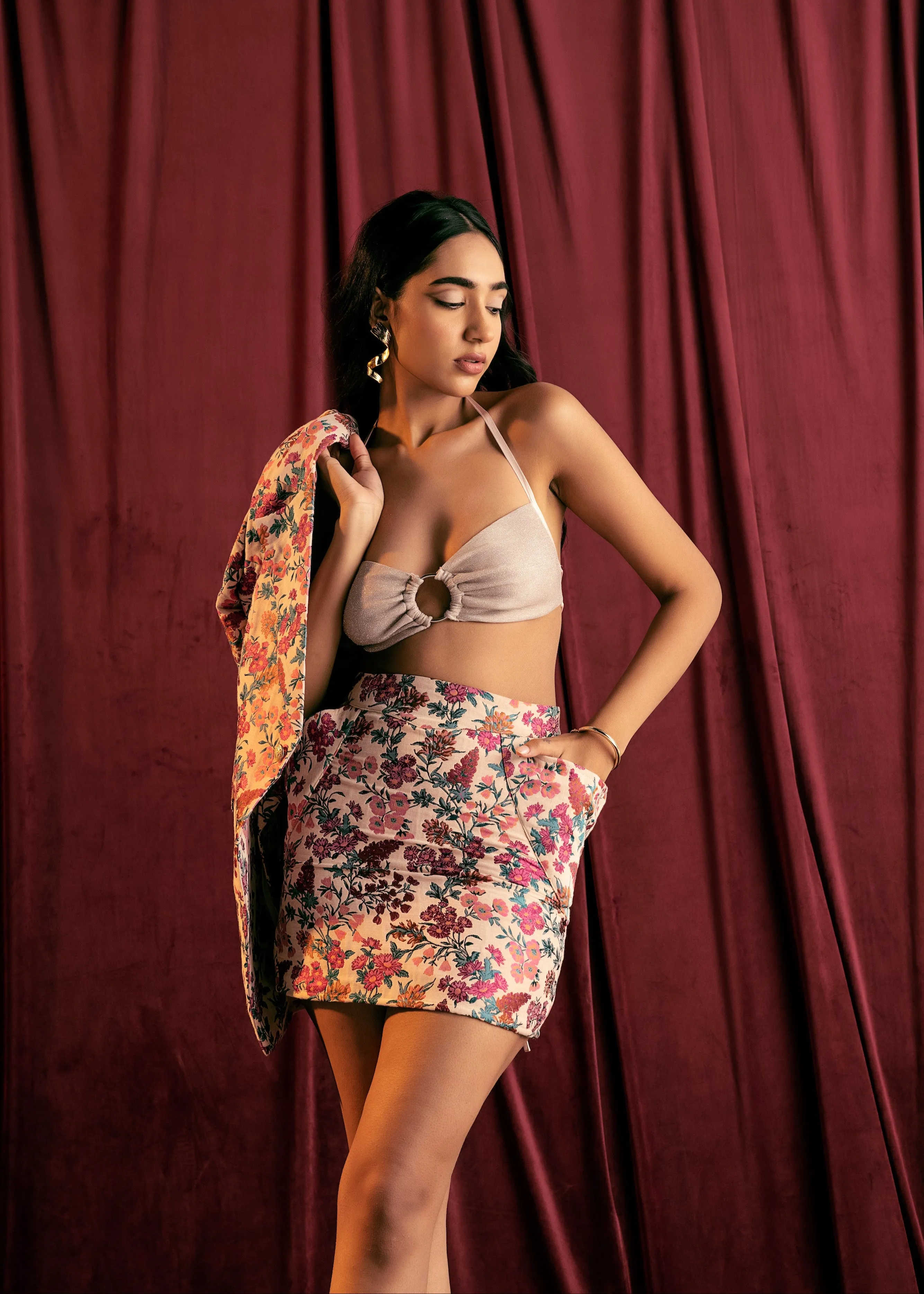 Fleur Embroidered Jacquard Blazer Jacket