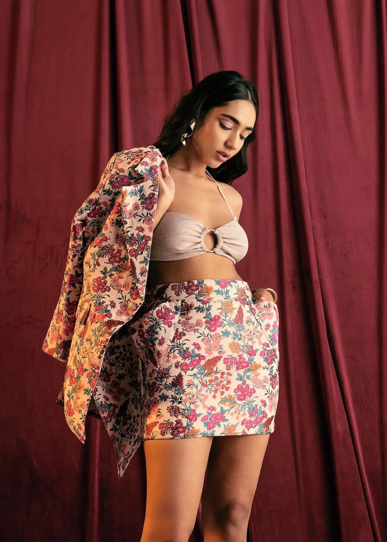 Fleur Embroidered Jacquard Blazer Jacket