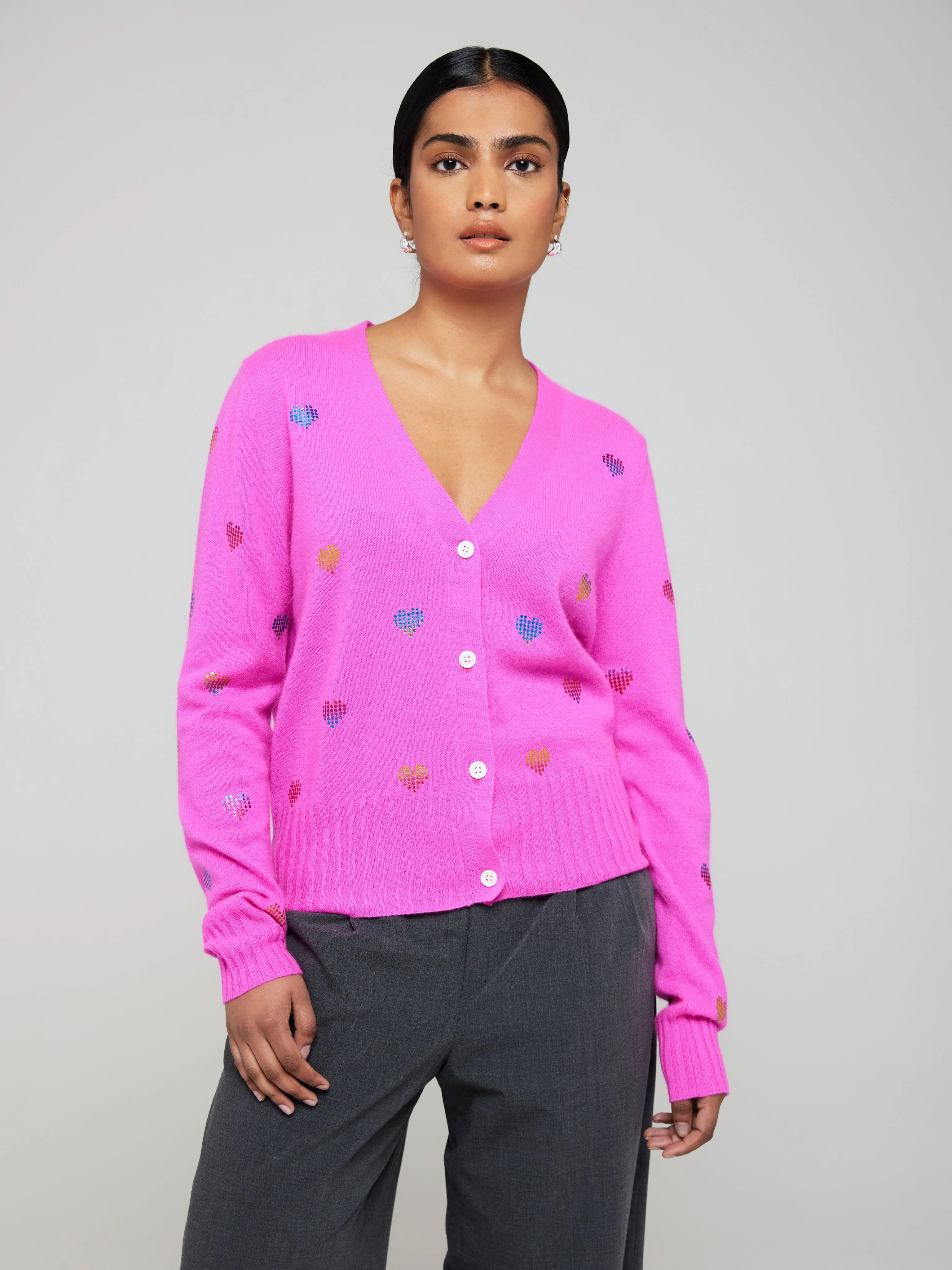 Foil Heart Cashmere Cardigan