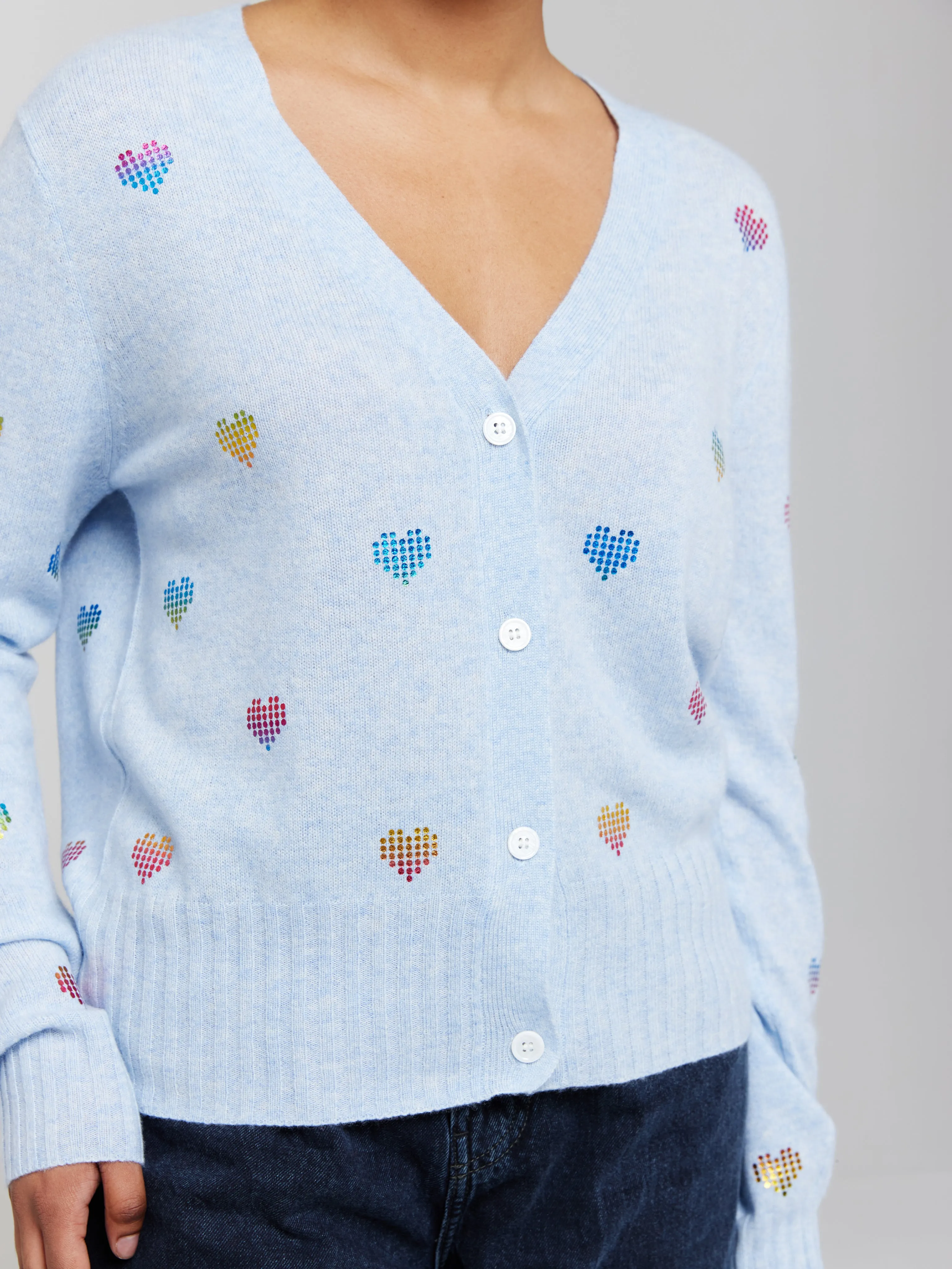 Foil Heart Cashmere Cardigan