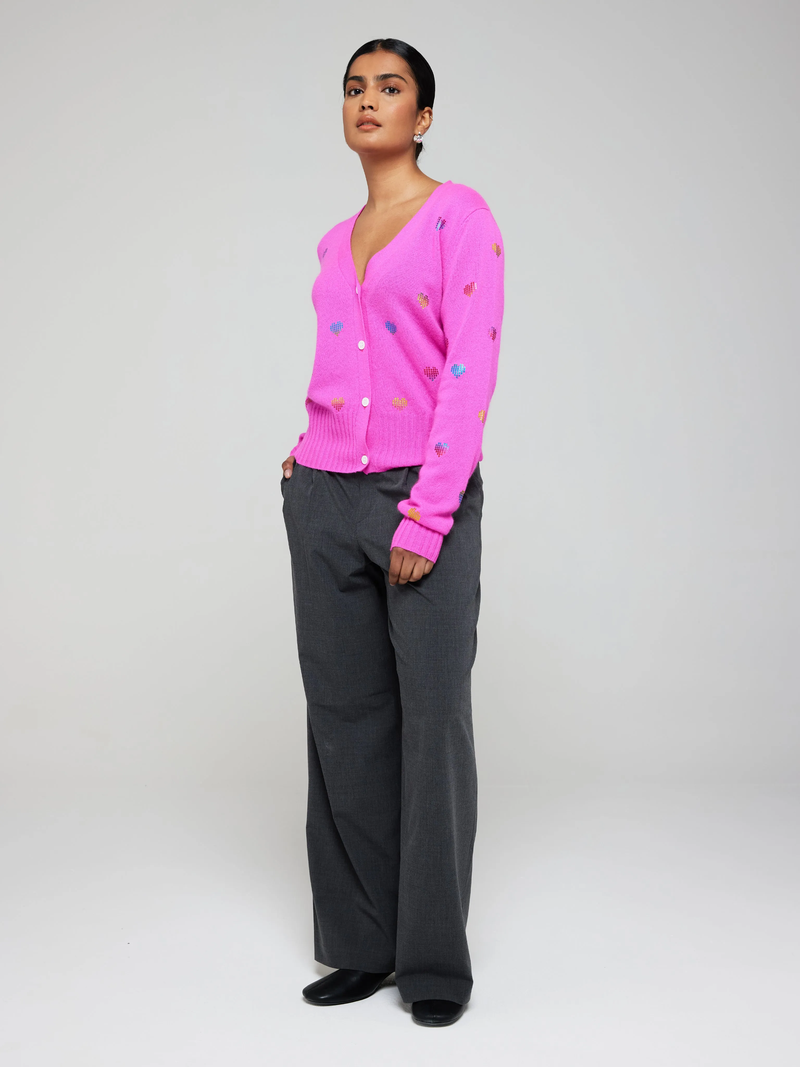 Foil Heart Cashmere Cardigan
