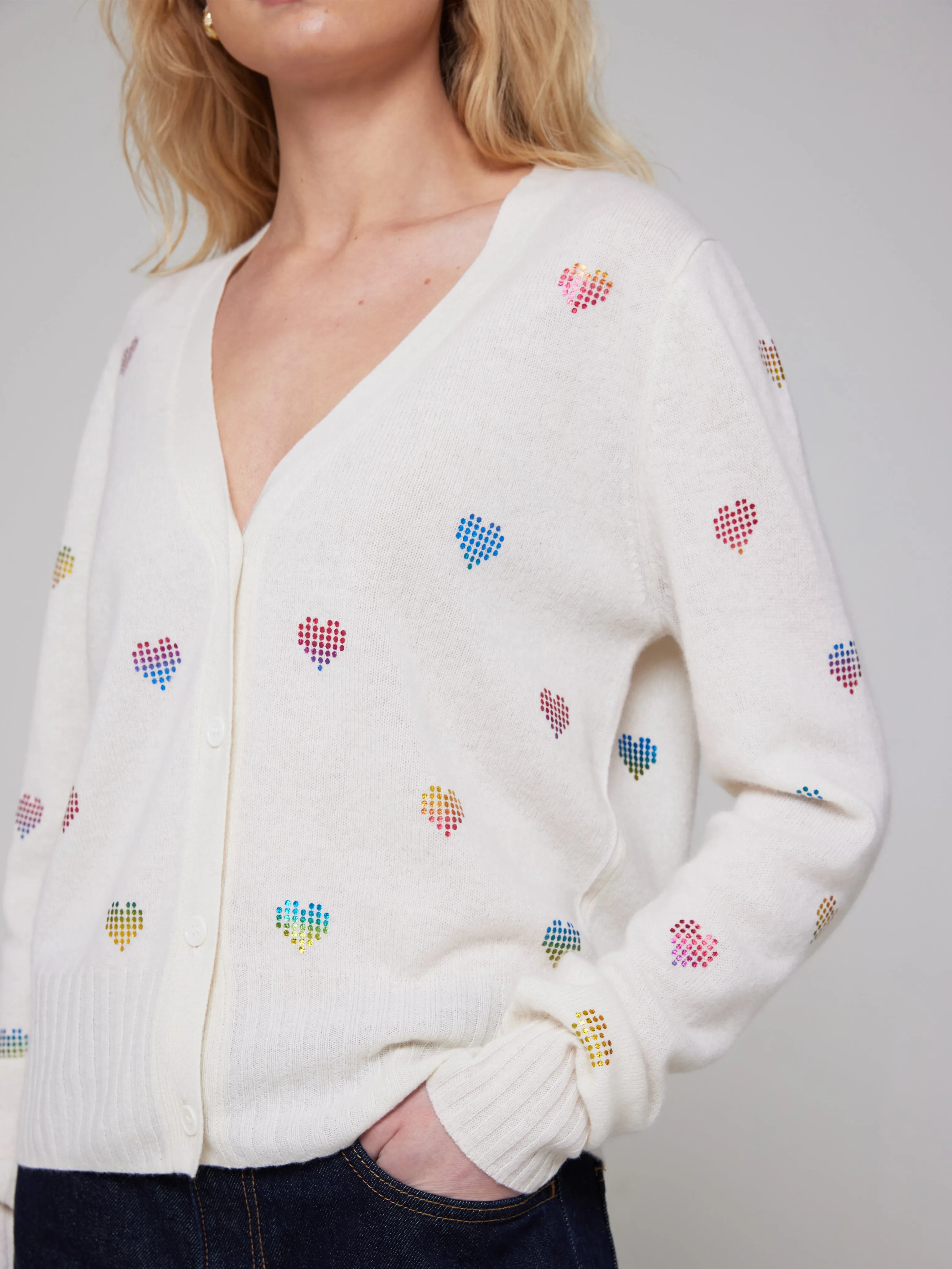 Foil Heart Cashmere Cardigan