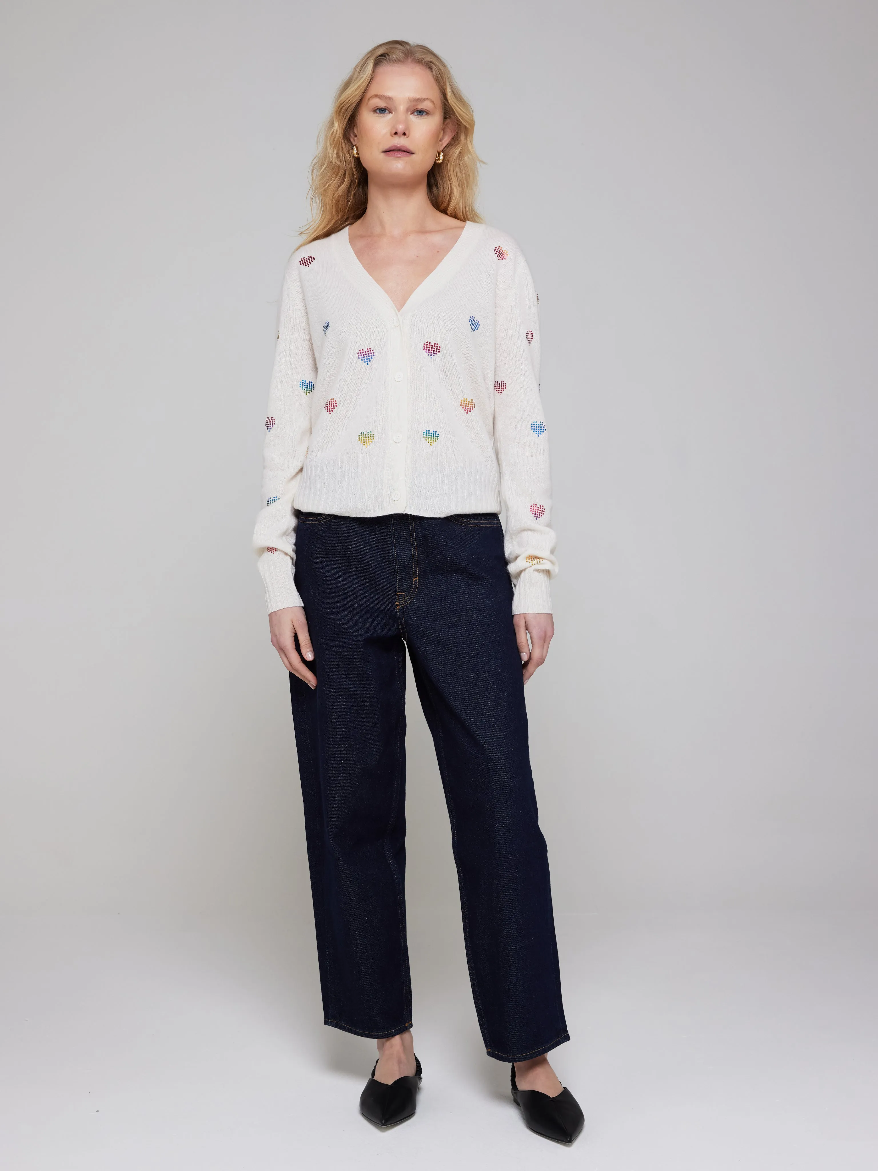 Foil Heart Cashmere Cardigan