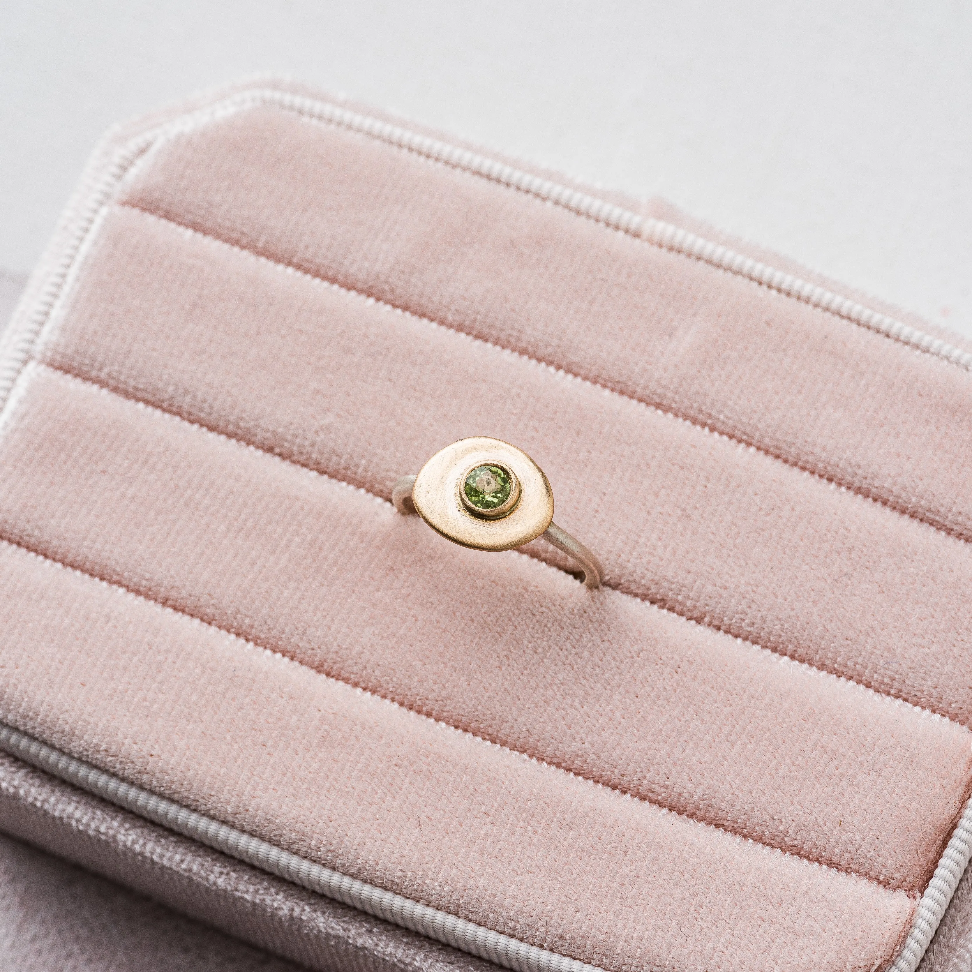 Green Spinel Freeform Mixed Metal Ring