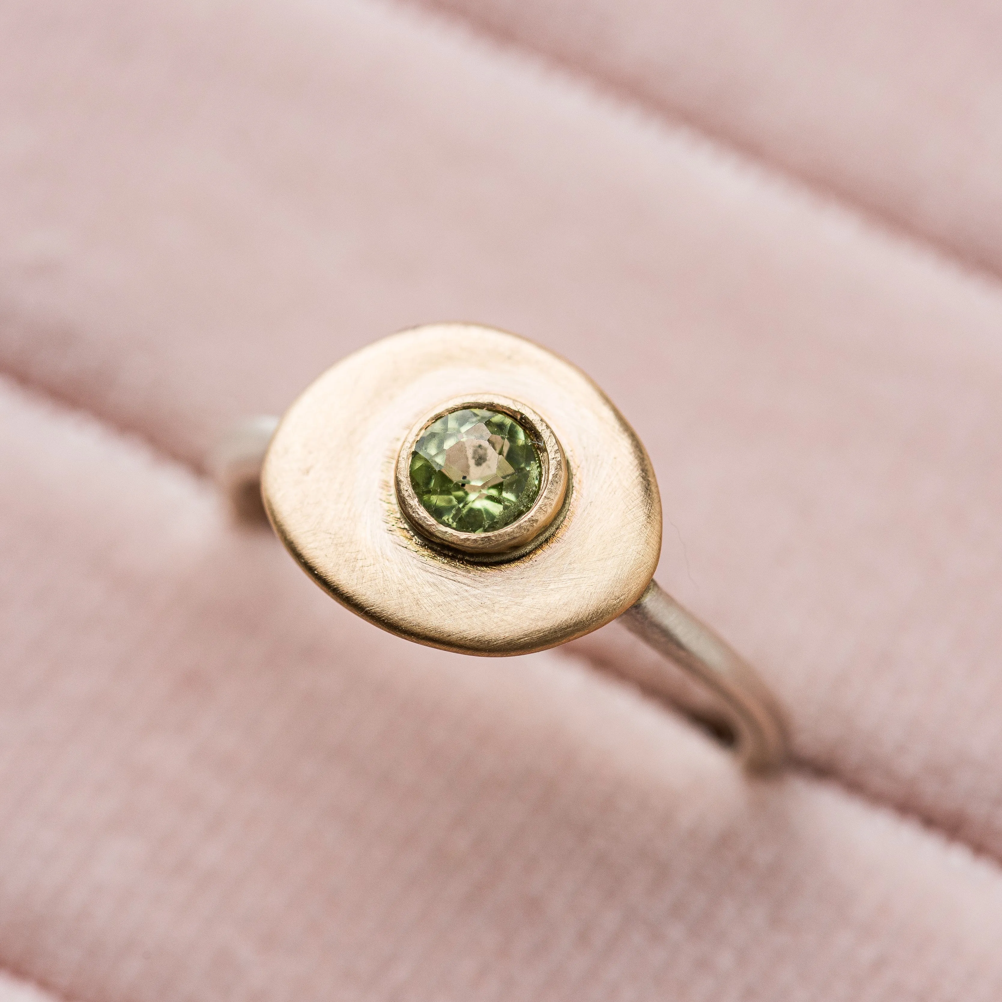 Green Spinel Freeform Mixed Metal Ring