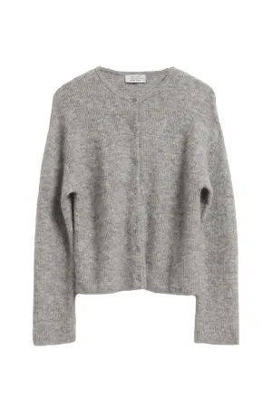 Grey Melange Knitted Cardigan