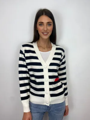 Hailey Striped Cardigan (Black/White)
