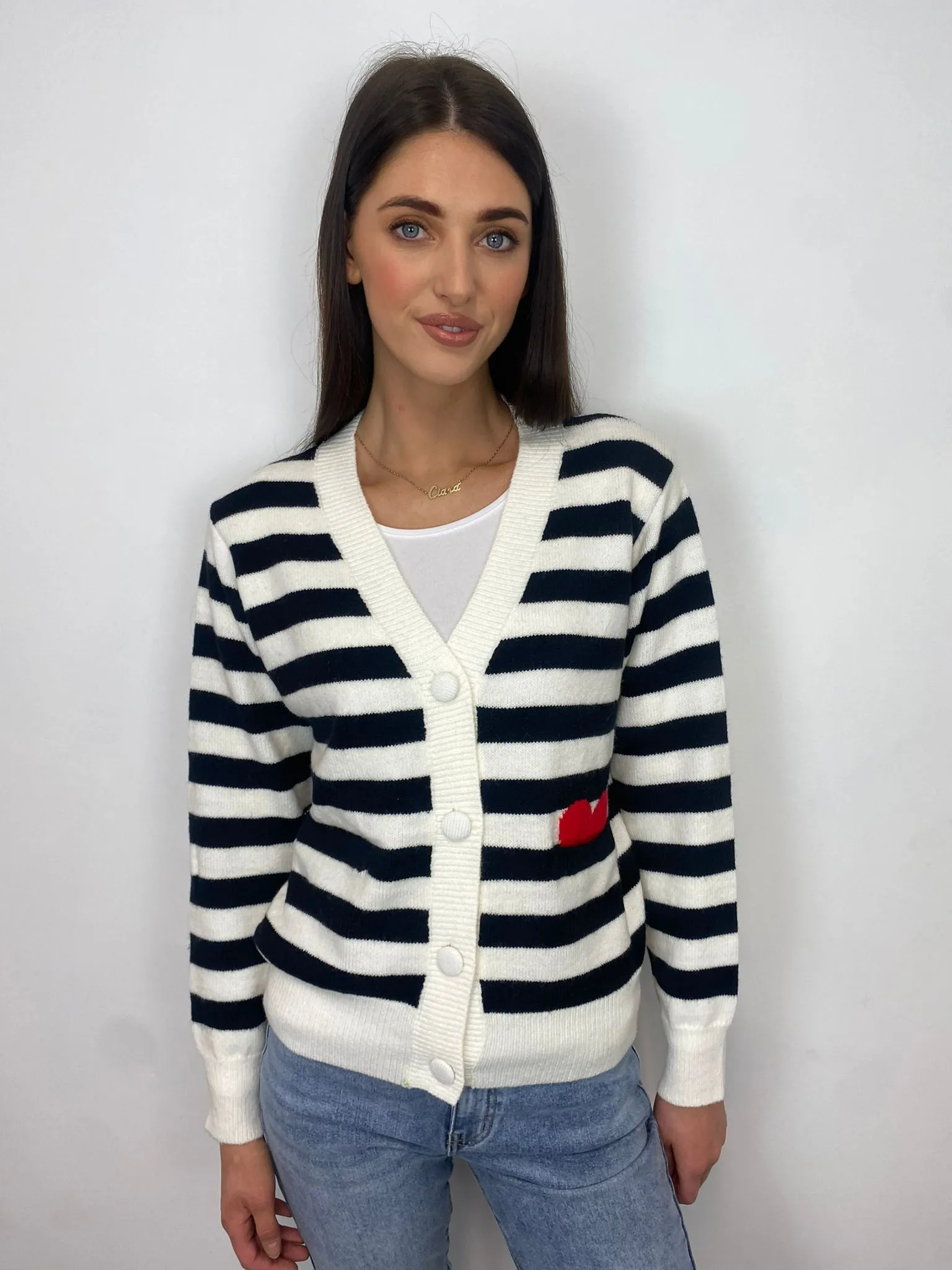 Hailey Striped Cardigan (Black/White)