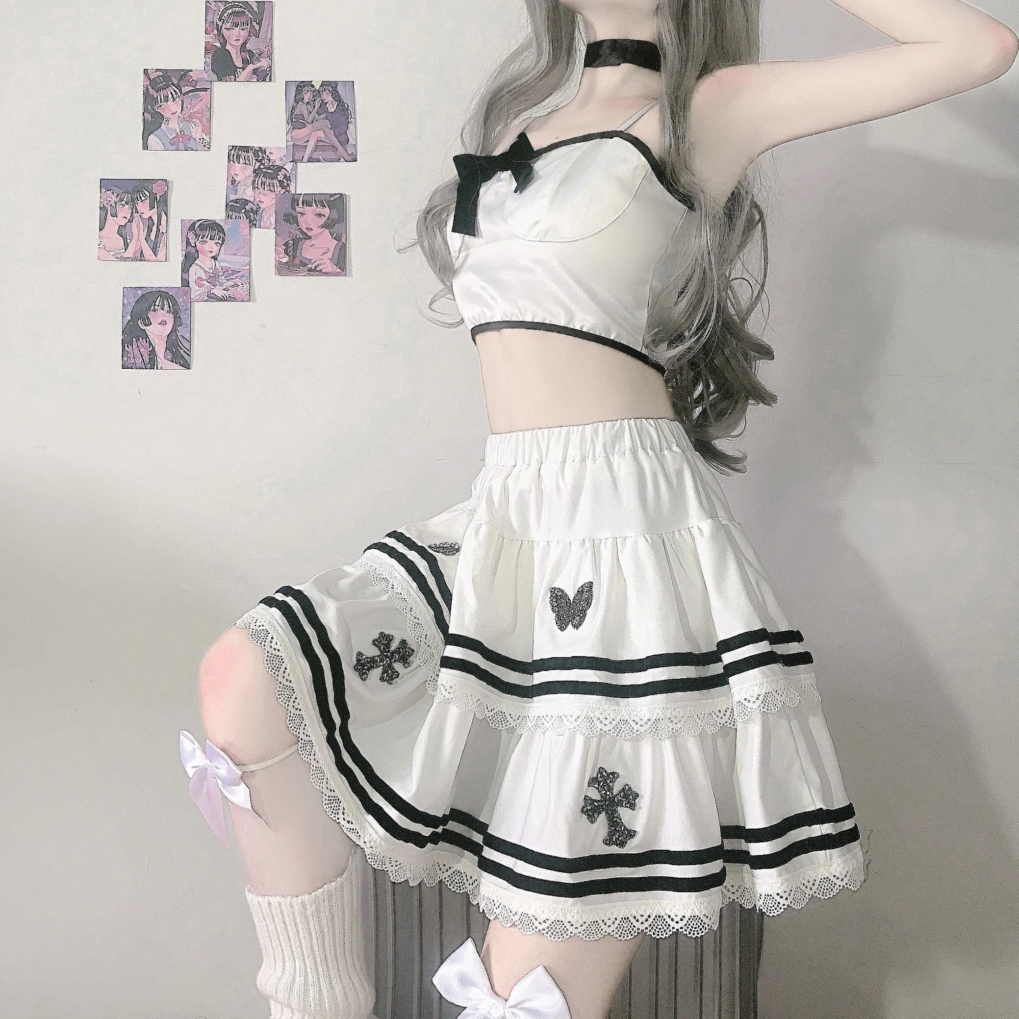 Harajuku High Waist Cake Dress   Sling Top PL51479