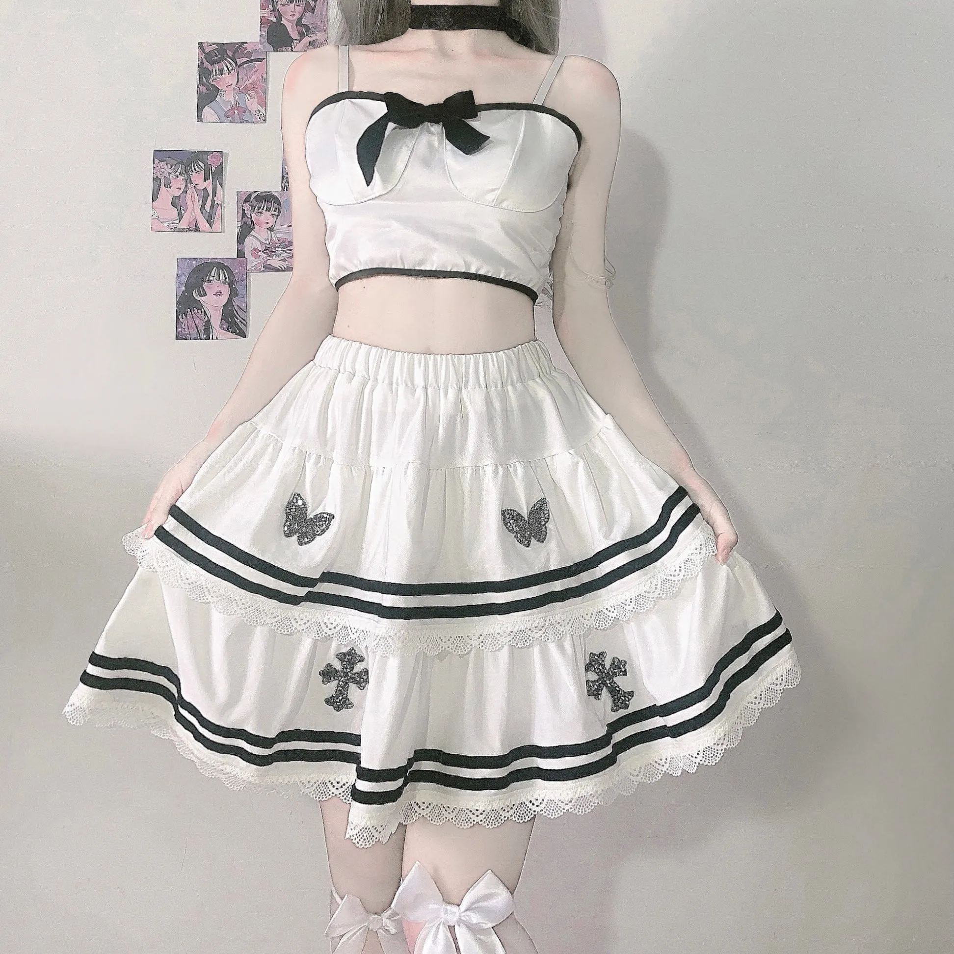 Harajuku High Waist Cake Dress   Sling Top PL51479
