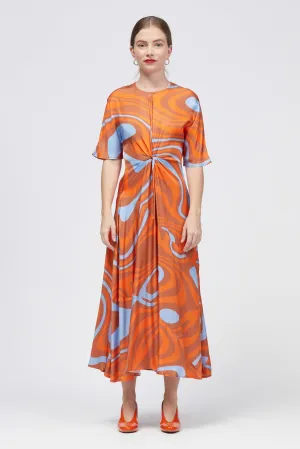 Heden Midi Dress Rust Psychedelic Print