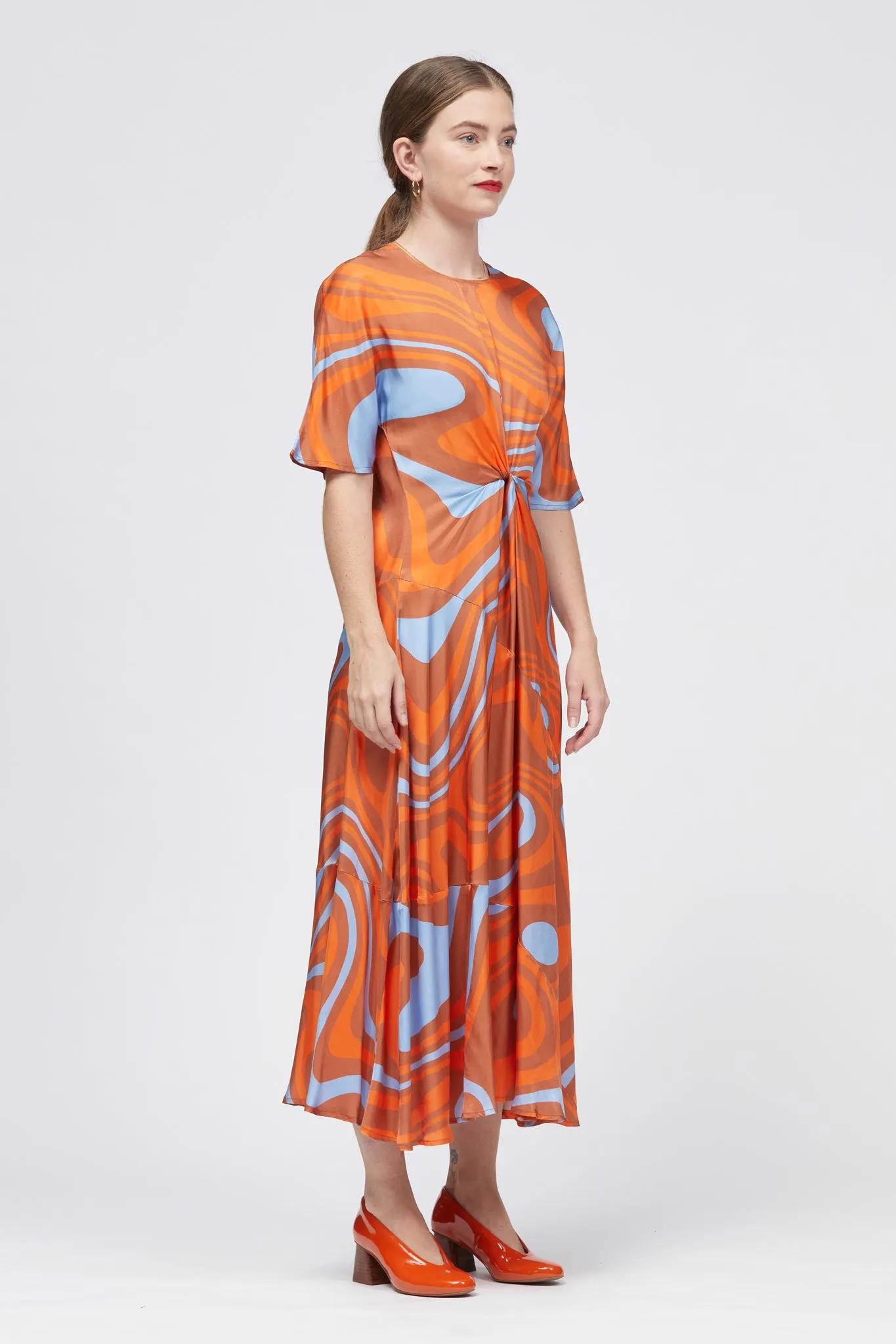 Heden Midi Dress Rust Psychedelic Print