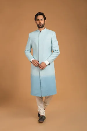 Herringbone Ombre Sherwani - Skye
