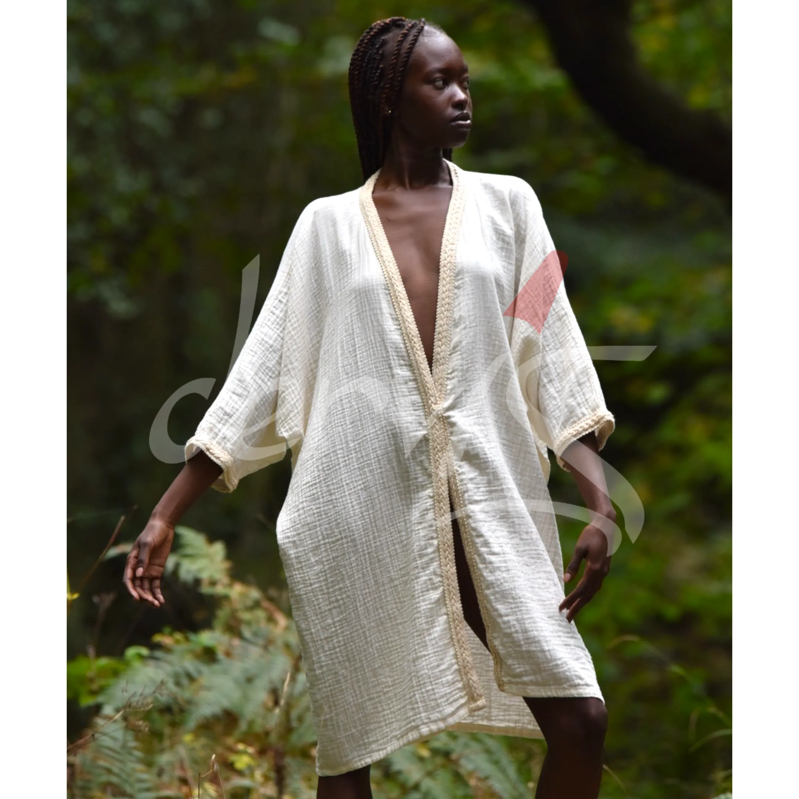 Home Washed Natural Cotton Double Layer Muslin Fabric Kimono