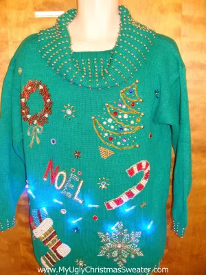 Horrible Bling 80s Light Up Ugly Xmas Sweater