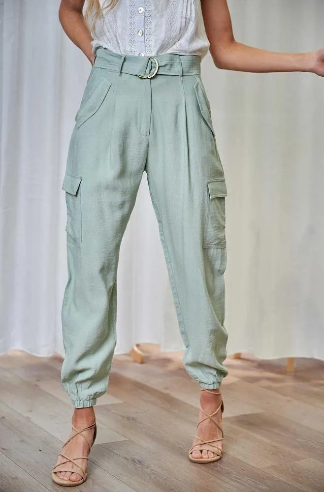 Iris Maxi 203206-2 Sage Waist Belt Pants