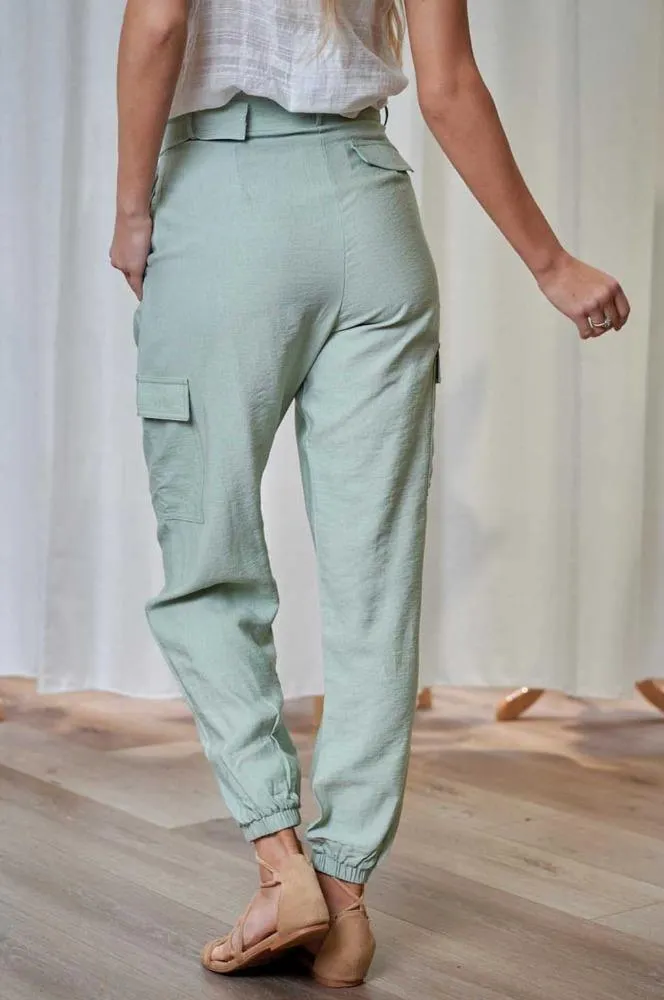 Iris Maxi 203206-2 Sage Waist Belt Pants