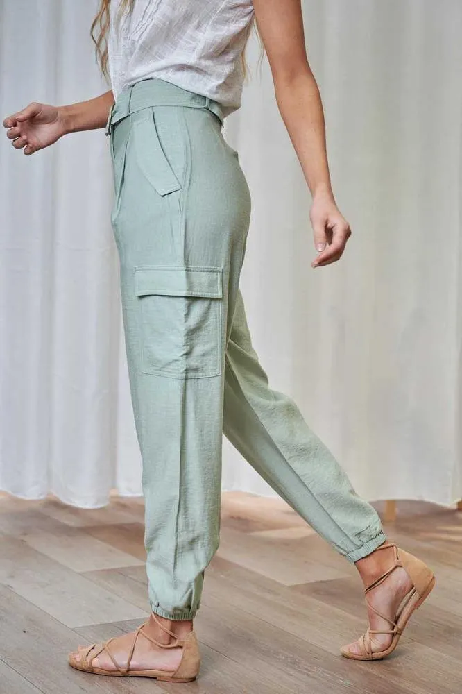Iris Maxi 203206-2 Sage Waist Belt Pants