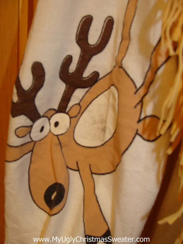 It's raining Reindeer. Retro 80s Funny Ugly Christmas Tacky Sweatshirt Santa with Fringe (q66)