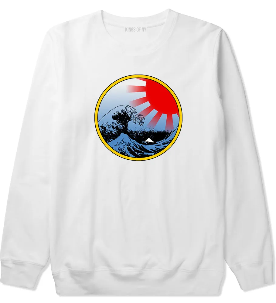 Japanese Wave Print Mens Crewneck Sweatshirt