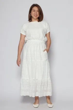 Jolin 2 in 1 Skirt Set in White Crochet
