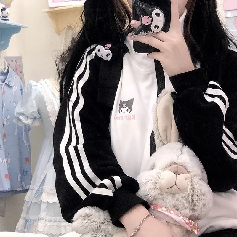 Kawaii Kuromi Sweet Zipper Cardigan Jacket
