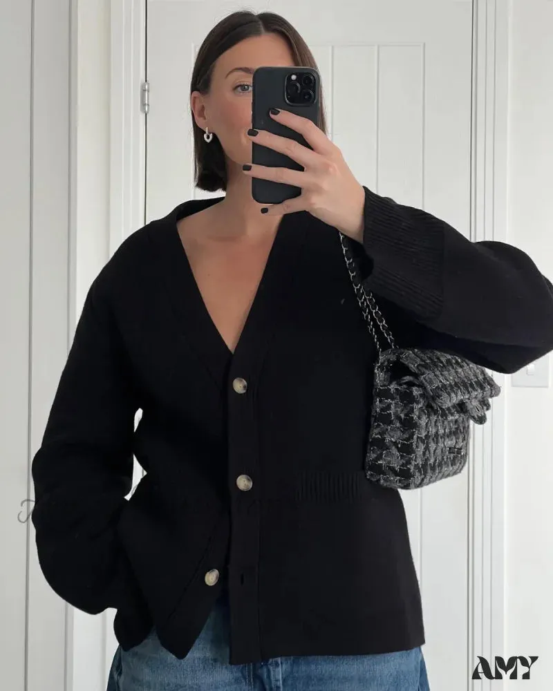 Knit Cardigan Autumn Gentle Solid Long Sleeve Single Breasted Sweater