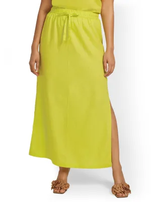 Linen-Blend Tie-Waist Maxi Skirt