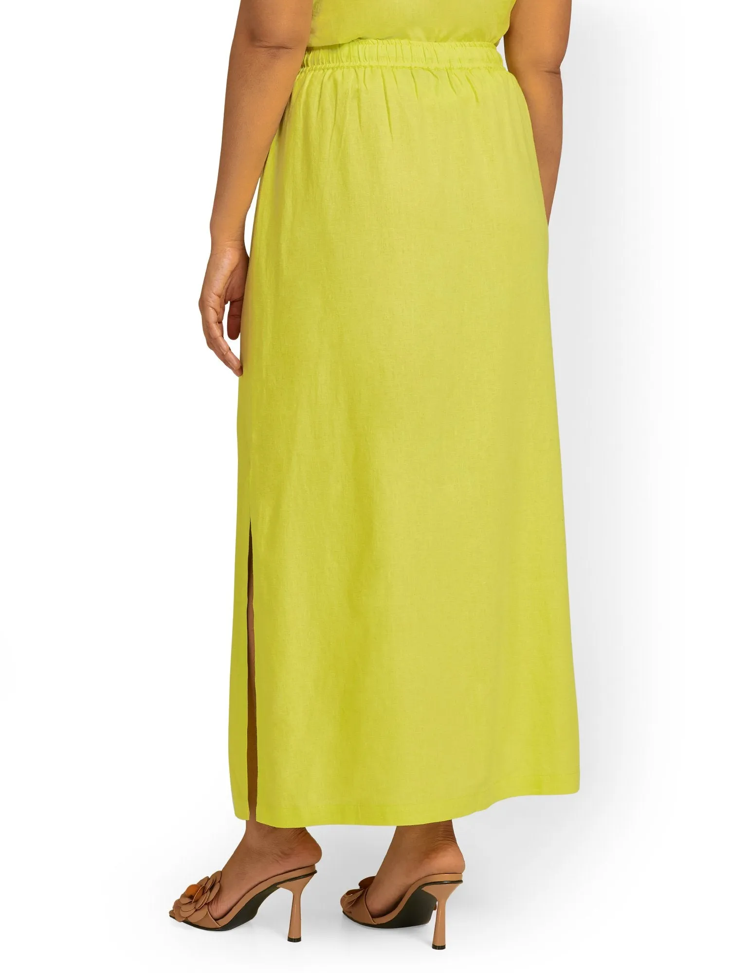 Linen-Blend Tie-Waist Maxi Skirt