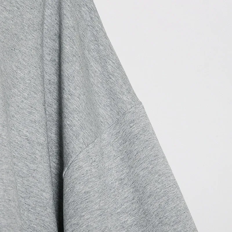Loose Korean White Sweatshirt For Women O Neck Batwing Sleeve Side Split Casual Sweatshirts Female Fall