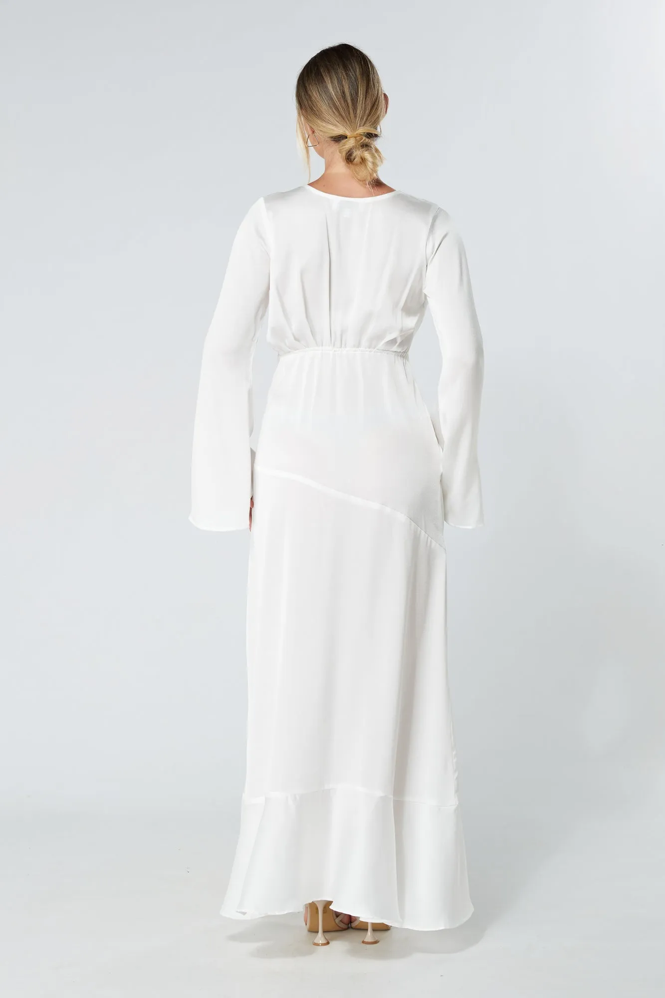 Lucia White Kimono Sleeves Maxi Dress