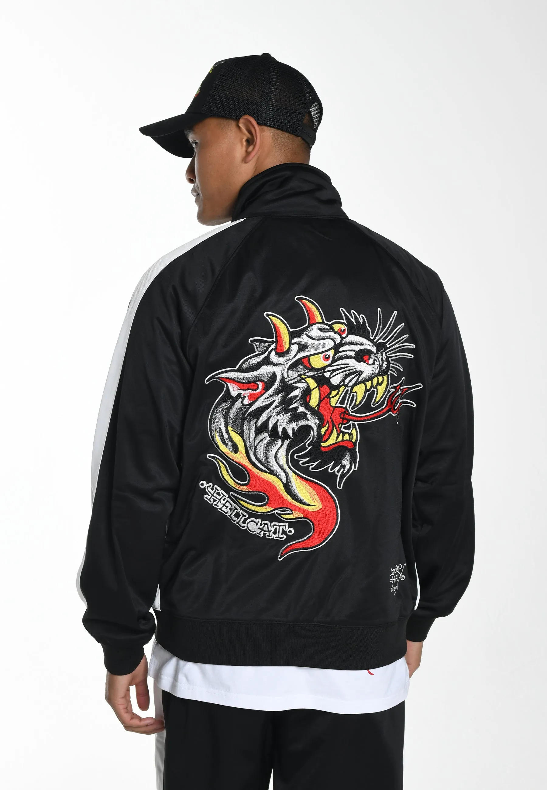 Mens Hell-Catz Tricot Zip Up Tracksuit Jacket - Black