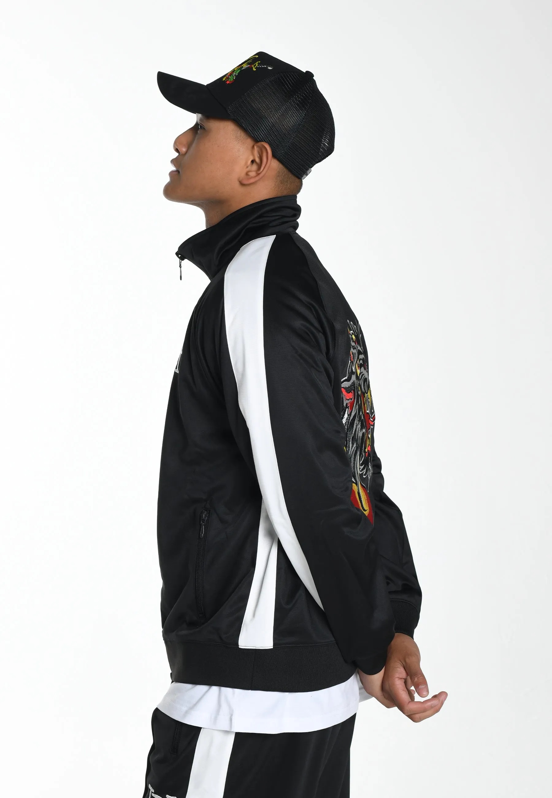 Mens Hell-Catz Tricot Zip Up Tracksuit Jacket - Black