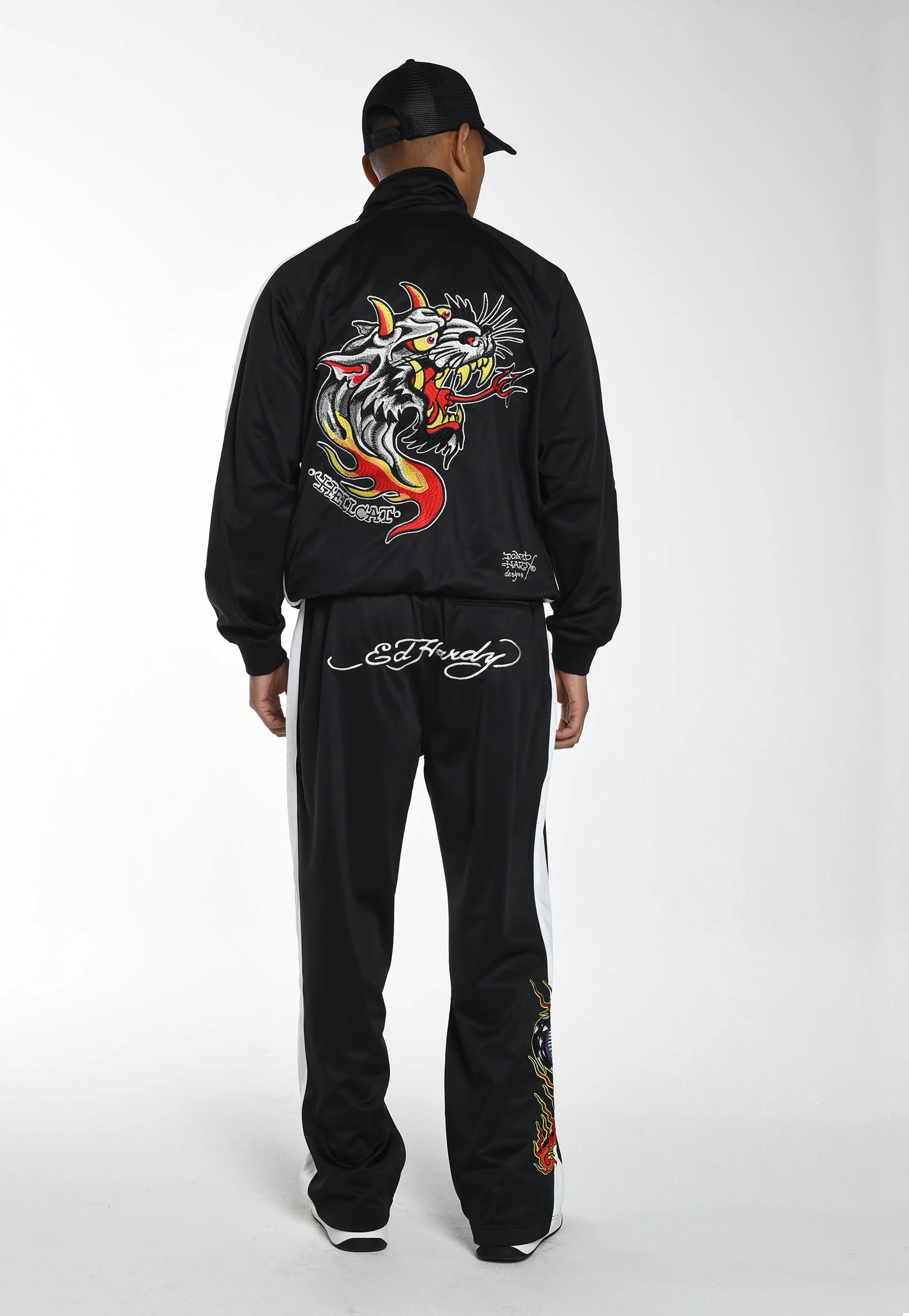 Mens Hell-Catz Tricot Zip Up Tracksuit Jacket - Black