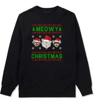 Meowy Christmas Cat Funny Ugly Mens Crewneck Sweatshirt