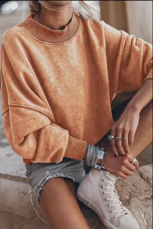 Orange Drop Shoulder Sweatshirt