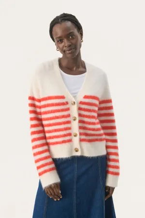 PART TWO PAKIZE ALPACA CARDIGAN MARS RED STRIPE