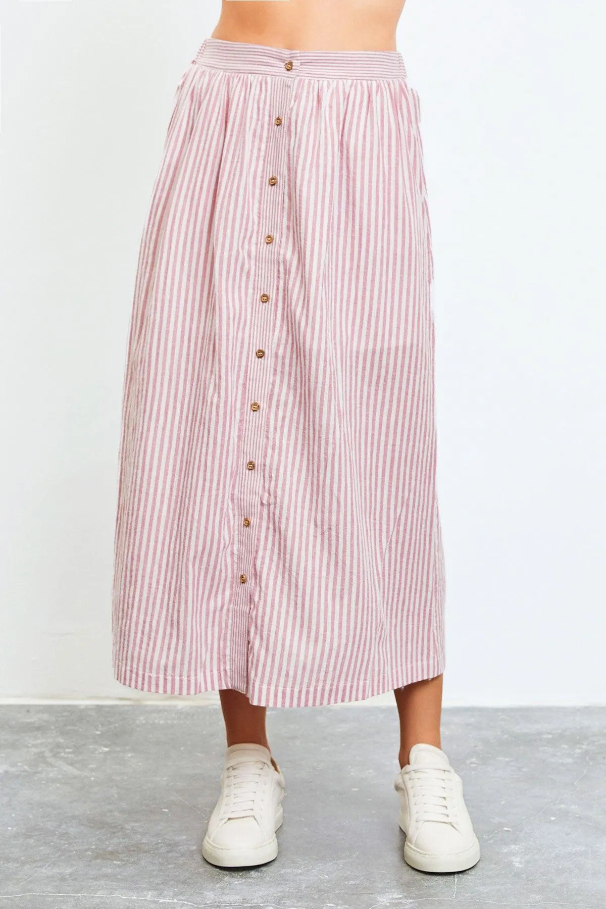 Patio Stripe Button Down Maxi Skirt