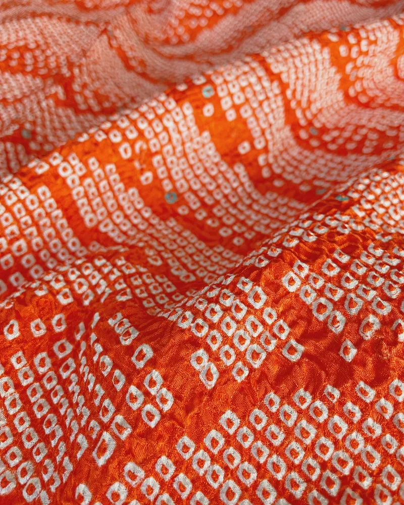 Pattern of waves in orange Haori Kimono Jacket