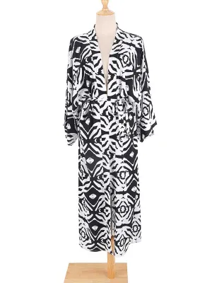 Printed Different Colors Rayon Long Length Gown Kimono Duster Robe