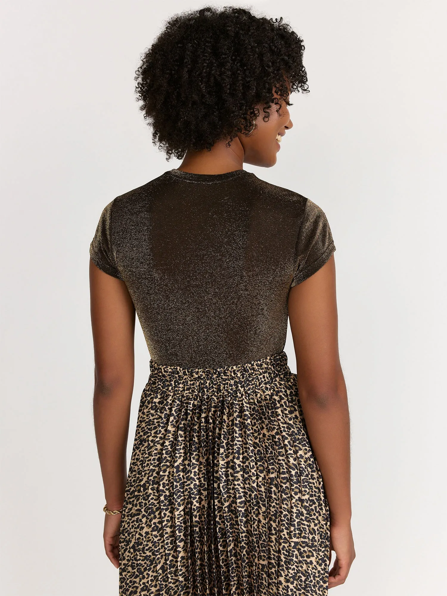RD Style Short Sleeve Shimmer Mesh Crop T-Shirt - Brands We Love