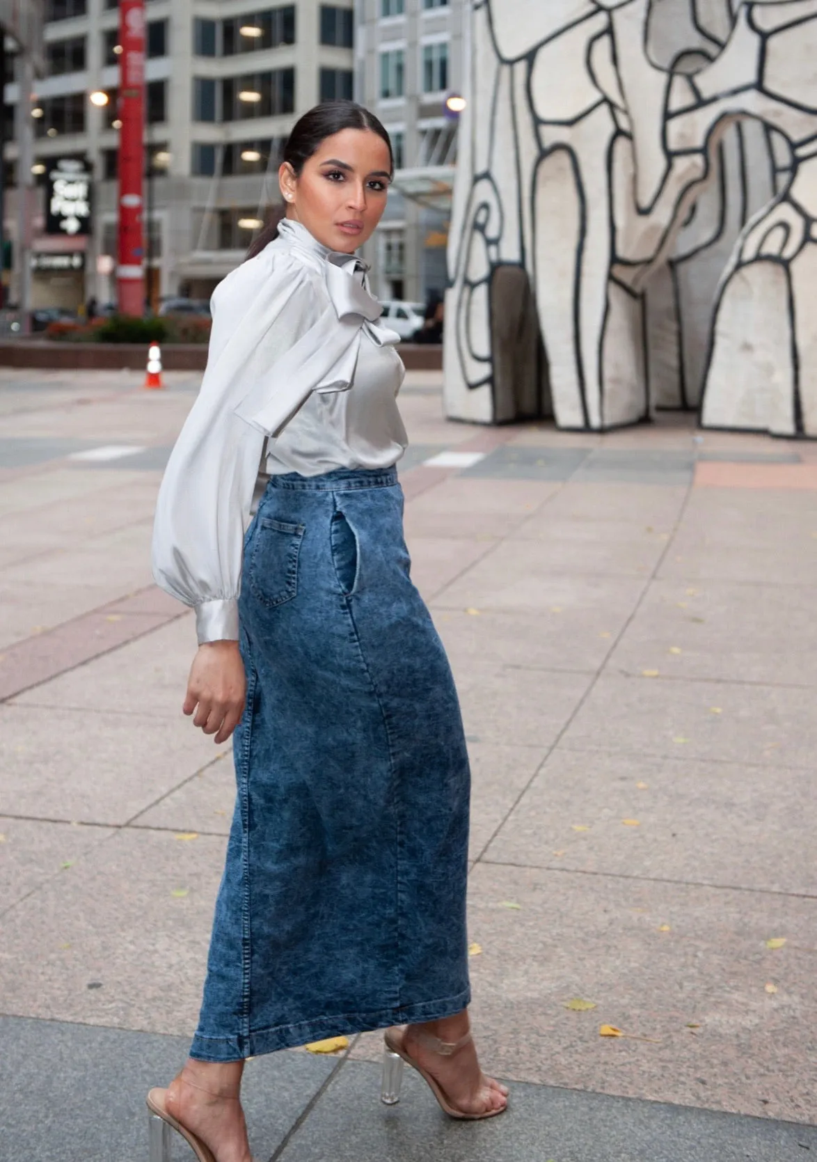 Retro Denim Maxi