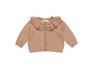Ruffle Collar Cardigan- Rose