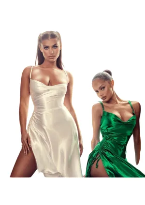 Satin Slit Slip Dress