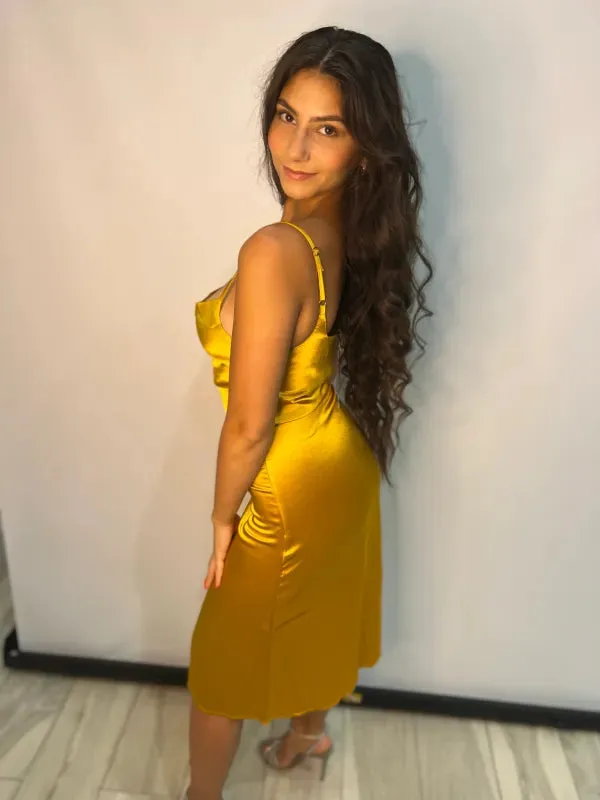 Satin Slit Slip Dress