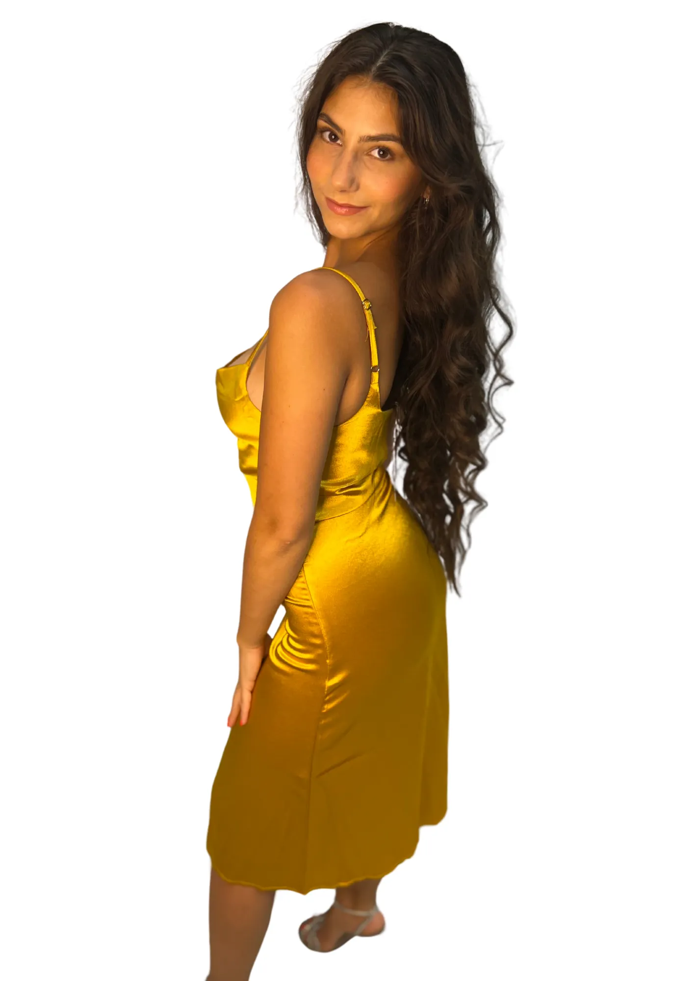Satin Slit Slip Dress