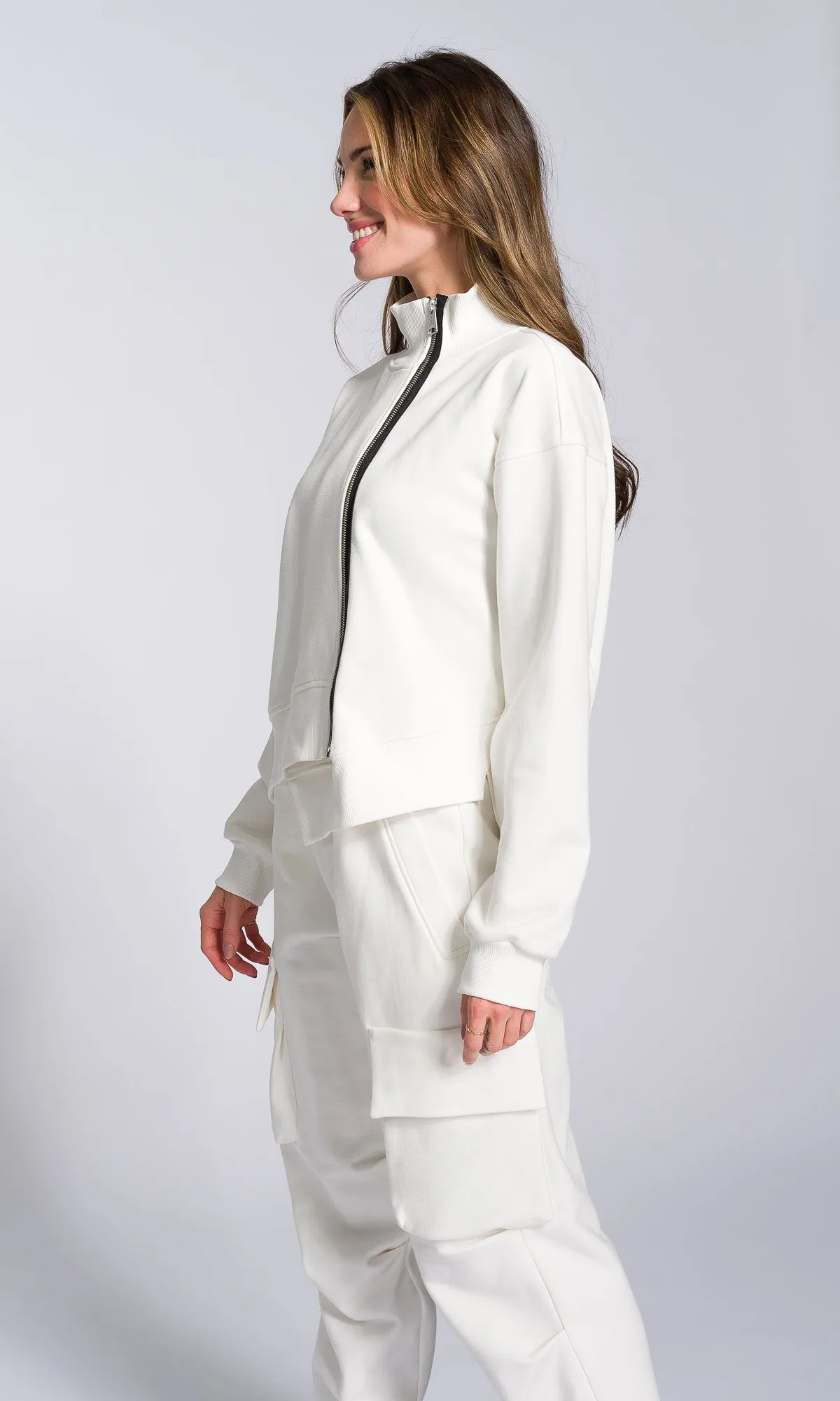 Short Asymmetric Zipper Sweatshirt