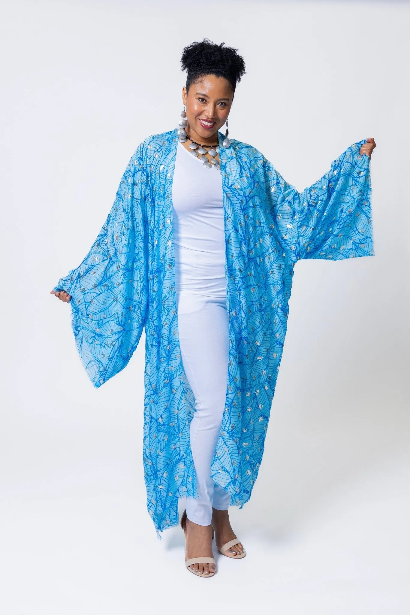Silver Touch Kimono - Blue