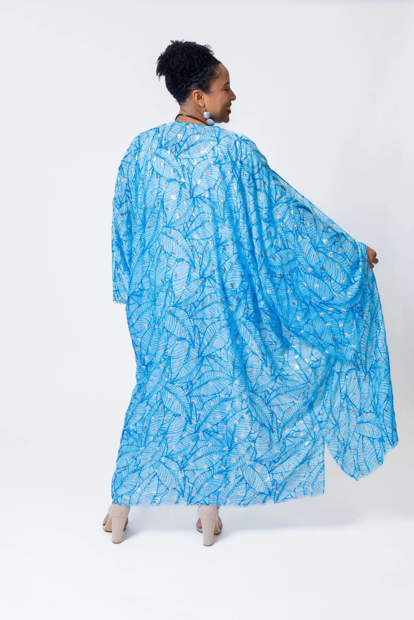 Silver Touch Kimono - Blue