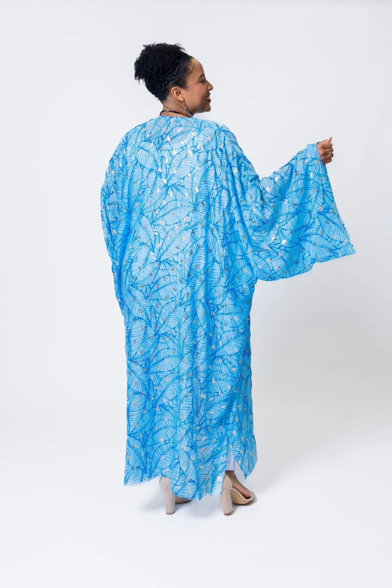 Silver Touch Kimono - Blue